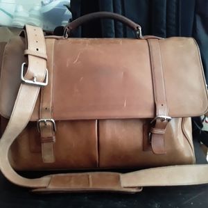Levenger Belting Saddle Leather Briefcase Vintage